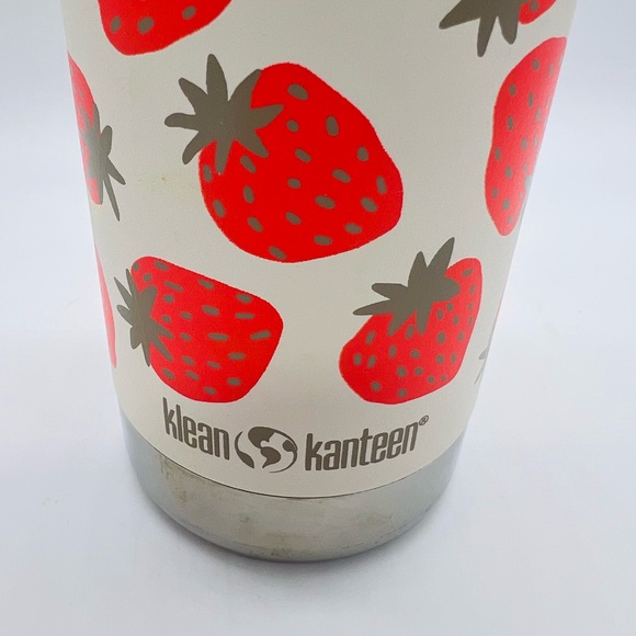 Klean Kanteen Strawberry Print Insulated Water Bottle - Cream & Red 12 Ounce - Picture 2 of 13